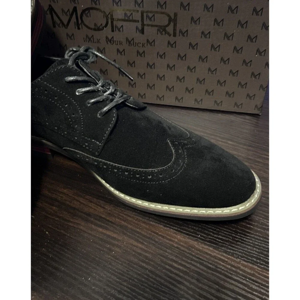 Mofri Oxford Dress Shoes Men’s Size 7.5 Black Suede Lace Up Formal Sleek